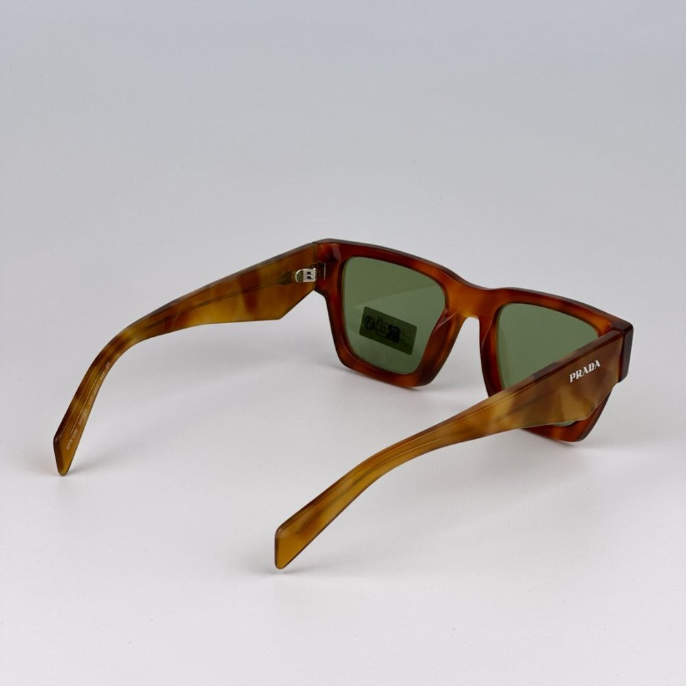 Prada PRA06S 11P60C BRAND NEW Sunglasses Cognac Tortoise Green Square Unisex - Picture 8 of 12